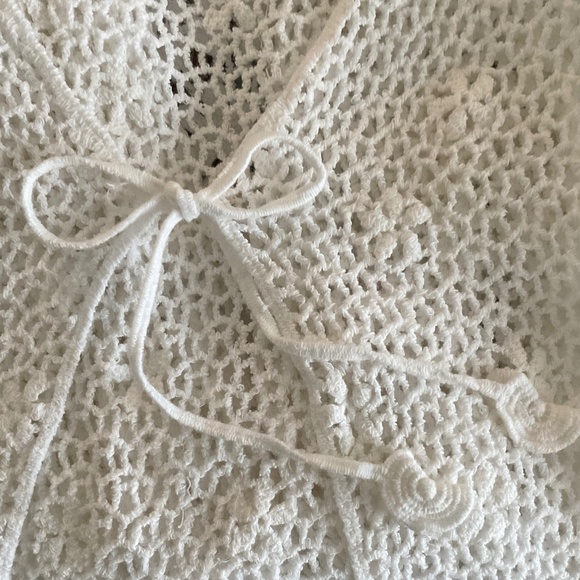 Women Embroidered Cardigan Cotton Knit Boho Sweater 3/4 Sleeve Tie Front Size M - Picture 4 of 4